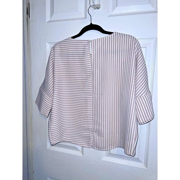 EXPRESS Striped Dolman Sleeve Minimalist Blouse Scoop Neck Sz XS - Picture 6 of 11
